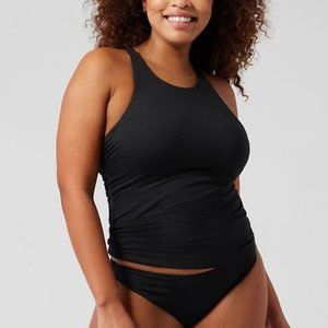 Athleta Women's Maldives High Neck Tankini Swim Top in Black